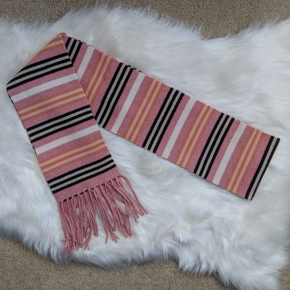 Ann Taylor pink scarf with stripes & some cashmere